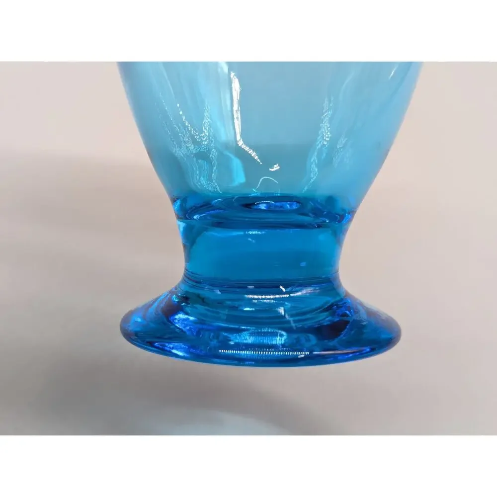 Vintage Libbey Aqua Blue Footed Cocktail Iced Tea Glasses Tumblers Set of 2